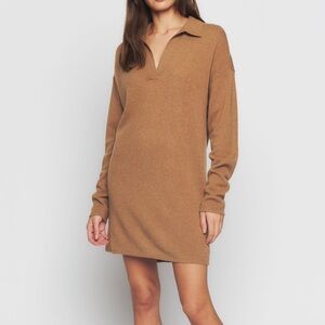 Reformation Doreen Cashmere Polo Sweater Dress in Camel size S